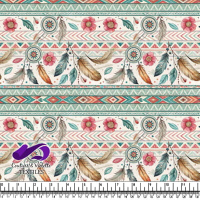 Motif de capteur de rêves bohémien avec fleurs et plumes