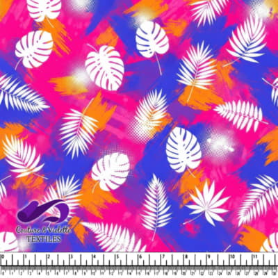 Motif de feuilles tropicales vibrantes avec silhouettes blanches