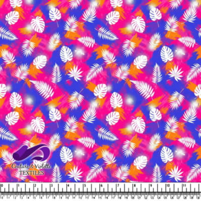 Motif de feuilles tropicales vibrantes avec silhouettes blanches