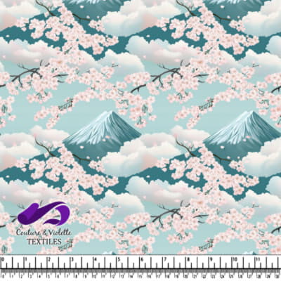 Fleurs de cerisier en pleine floraison devant des montagnes