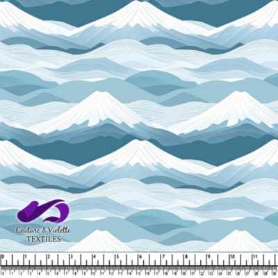 Motif abstrait de paysage montagneux en nuances de bleu et blanc