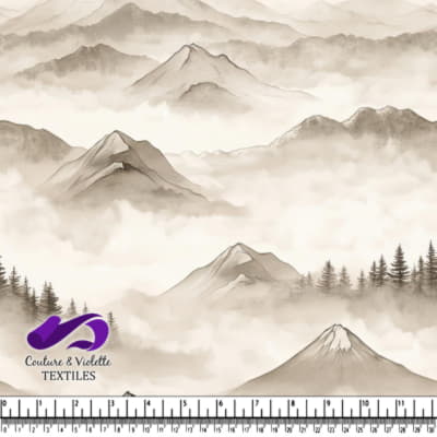 Mystical Misty Mountains Landscape with Pine Trees