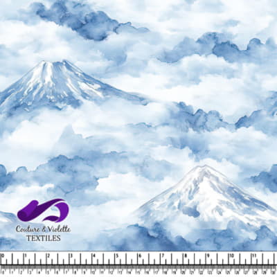 Paysage Montagnard Aquarelle avec Nuages