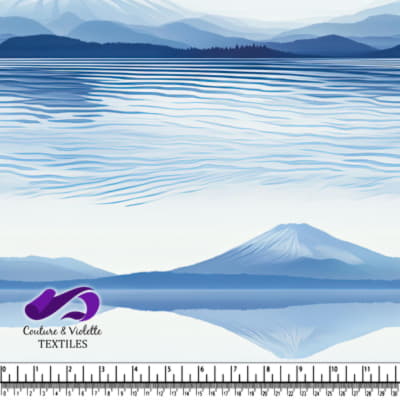 Serene Blue Mountain Landscape with Reflective Water Surface