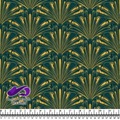 Art Deco Style Fan Pattern in Green and Gold