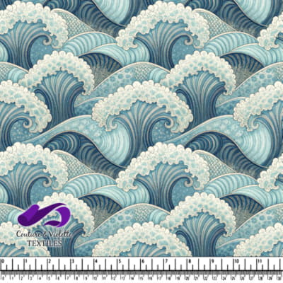 Motif de Vagues Oceaniques en Tons Bleus et Blancs