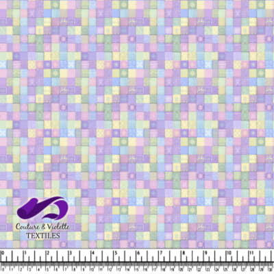 Imprimé Patchwork Pastel avec Motifs Floraux et Géométriques