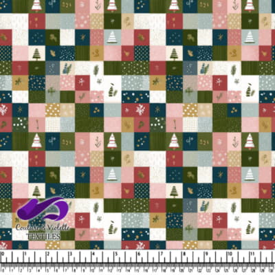 Motif de Patchwork de Noël avec des Arbres et des Flocons de Neige