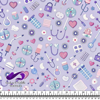 Medical and Healthcare Icons on Purple Background