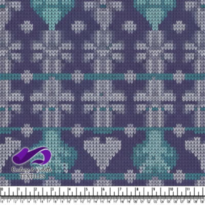Knitted Winter Pattern with Hearts and Geometric Shapes