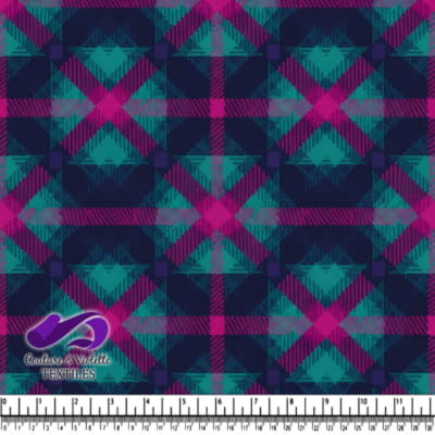 Dark Teal and Purple Plaid Fabric Pattern