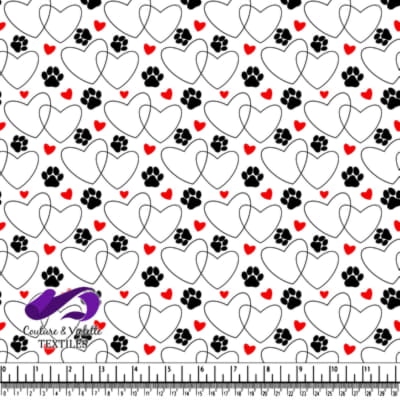 Hearts and Paw Prints Pattern
