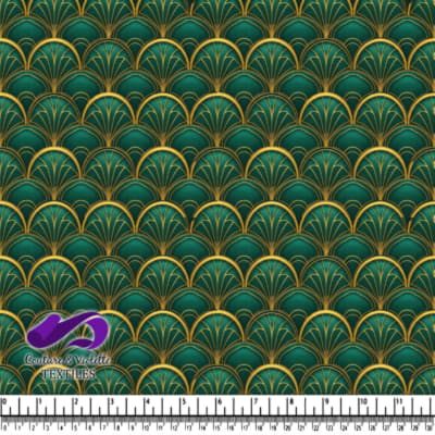 Motif Art Déco Vert et Or