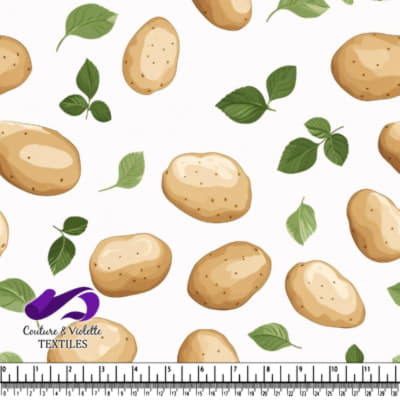 Whole and Sliced Potatoes with Green Leaves