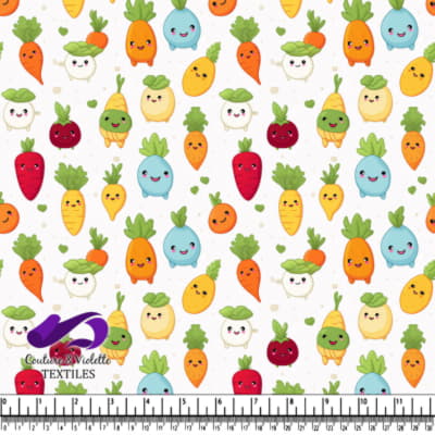 Joli Motif de Légumes Kawaii avec Visages Souriants