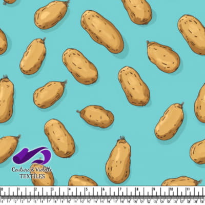 Motif de cacahuète sur fond bleu avec règle pour échelle