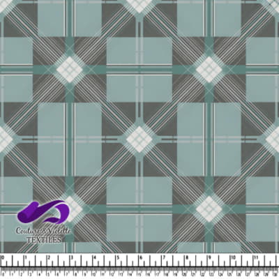 Muted Green and Grey Plaid Pattern Textile Design