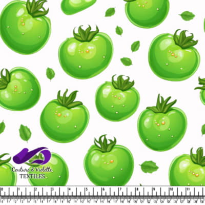 Tomates vertes fraîches avec feuilles de basilic et gouttes