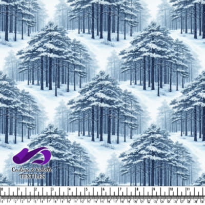 Forêt de pins enneigée dans un paysage d'hiver