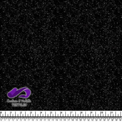 Tissu noir à motif tacheté blanc