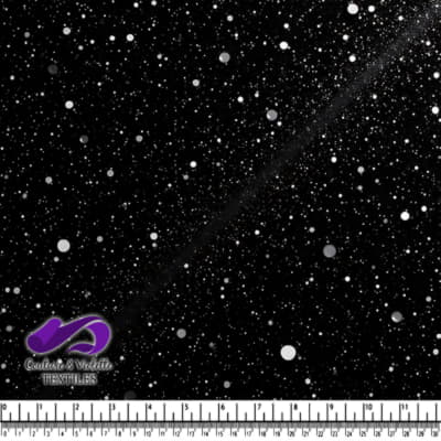 Tissu Noir avec Motif de Points Étoilés Blancs