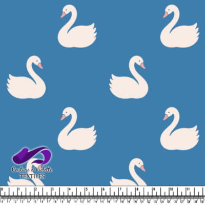 Blue Background with White Swans Pattern Design