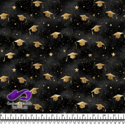 Caps et Étoiles Dorées sur Fond Noir