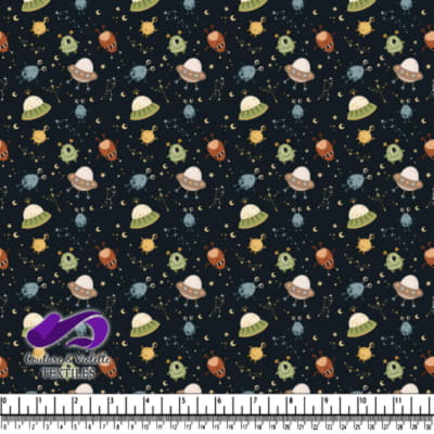 Cute Cartoon UFOs and Aliens Space Pattern