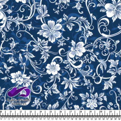 Blue and white floral vintage pattern design