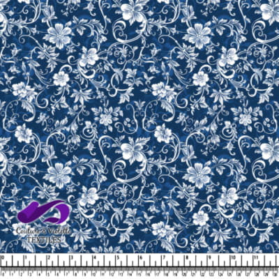 Blue and white floral vintage pattern design
