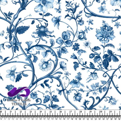 Impression de vignes florales bleues et blanches