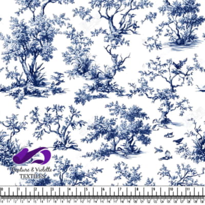 Motif d'Arbre Vintage Bleu et Blanc
