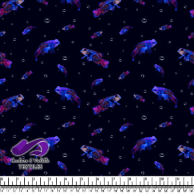 Poisson Betta Néon Nageant Avec des Bubbles sur Fond Sombre