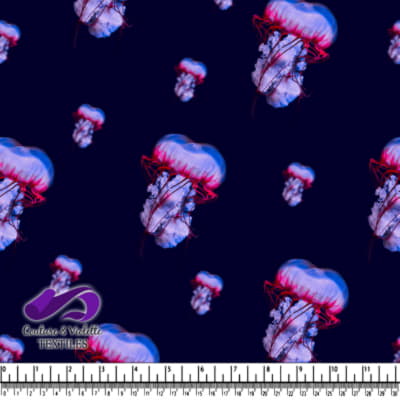 Glowing Jellyfish in Dark Ocean Depths Pattern