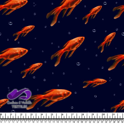 Vibrant Goldfish Swimming in Dark Water