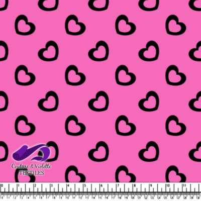 Motif de Cœurs Noirs sur Fond Rose Éclatant