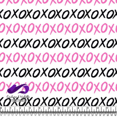 XOXO Pattern Design in Pink and Black on White Background