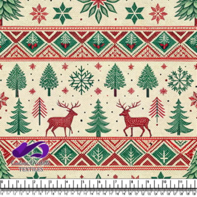 Festive Christmas Pattern with Reindeer Snowflakes and Trees
