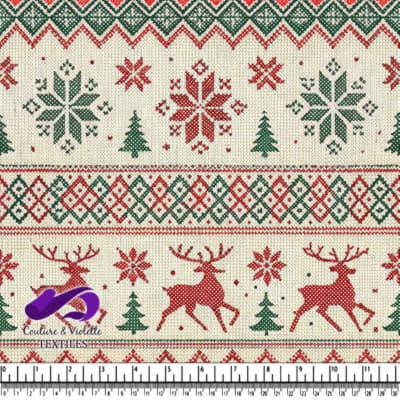 Motif Tricot de Noël Traditionnel avec Rennes et Flocons de Neige