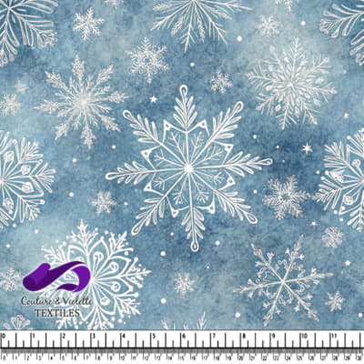 Flocons de Neige Vintage sur Fond Bleu