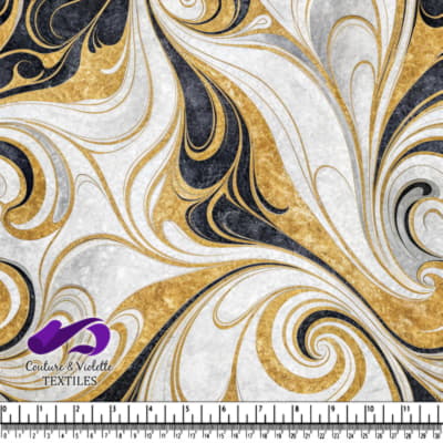Gold and Black Swirling Marble Pattern