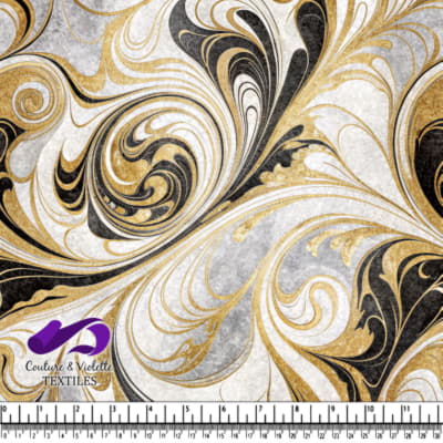 Gold and Black Swirling Marble Pattern