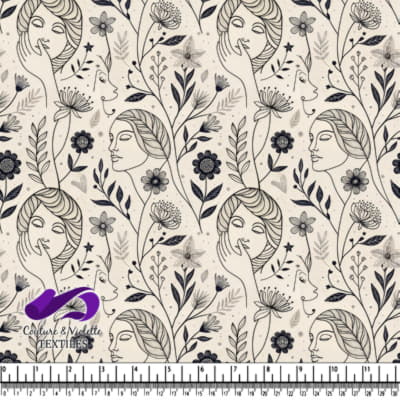 Floral Faces and Leaves Pattern