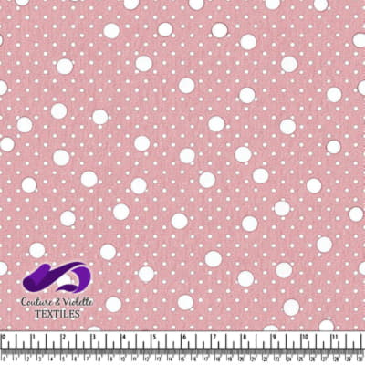 Pink Fabric with White Polka Dots Pattern