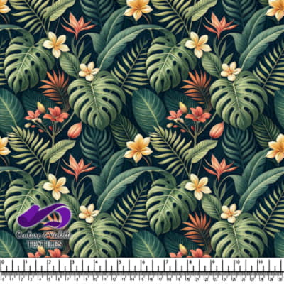 Motif de Feuilles et Fleurs Tropicales
