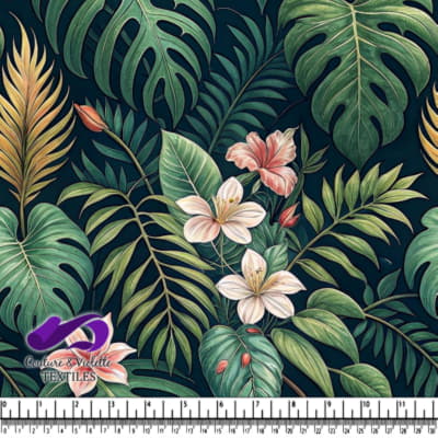 Tropical Jungle Leaves and Flowers Pattern