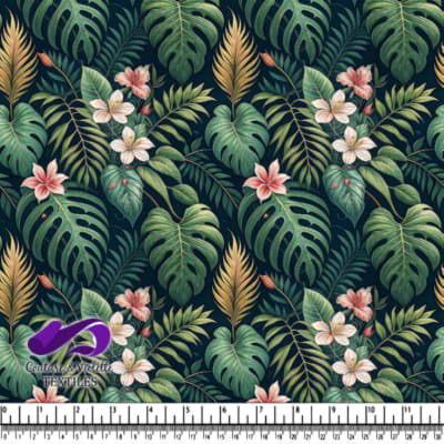 Tropical Jungle Leaves and Flowers Pattern