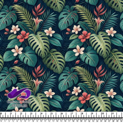 Tropical Leaves and Exotic Flowers Pattern