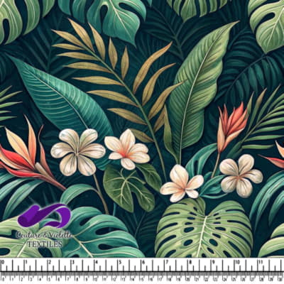 Motif de Feuilles et Fleurs Tropicales