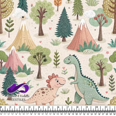 Dinosaures Amicaux dans une Scène Forestière